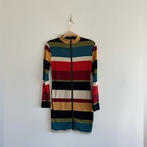 Absolutely it! Stripe zip up stretch dress